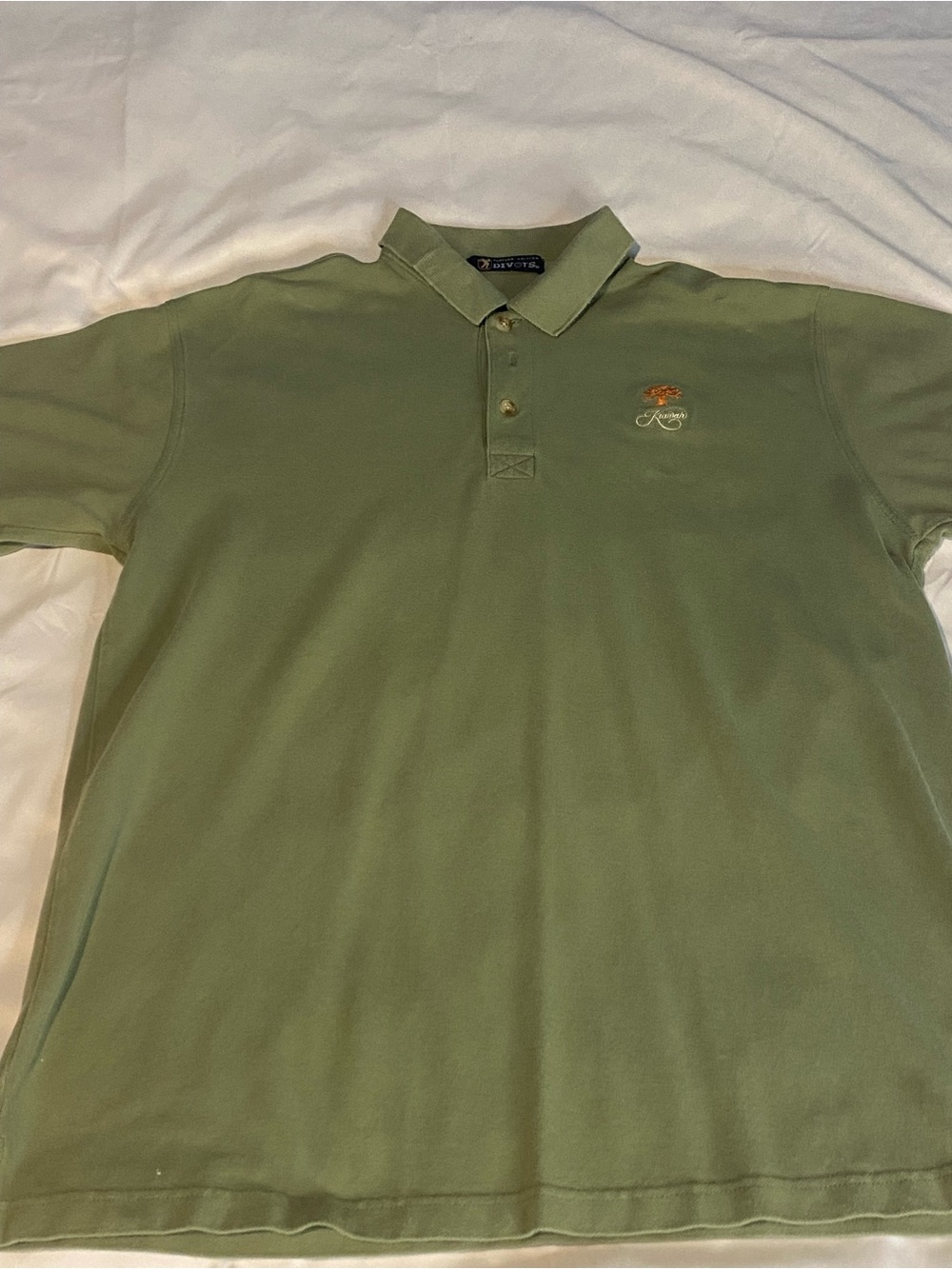 Mens Polo Golf Shirt by Divots Size XL Olive Green 100% Cotton Short Sleeve